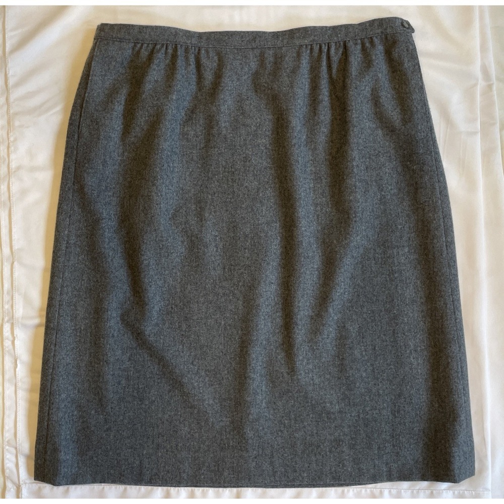 Vintage Pendleton Gray Skirt 100% Virgin Wool Size 18 Pockets Lined Made In USA